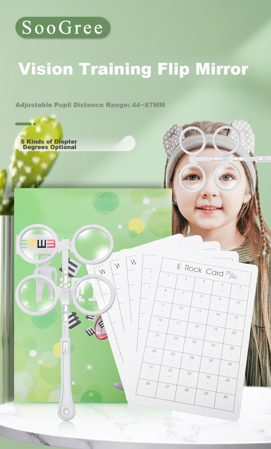 SooGree Flip And Reverse Children's Vision Training Cards, Double-Sided Butterfly Mirror Vision Cards, Adjustable Glasses 1