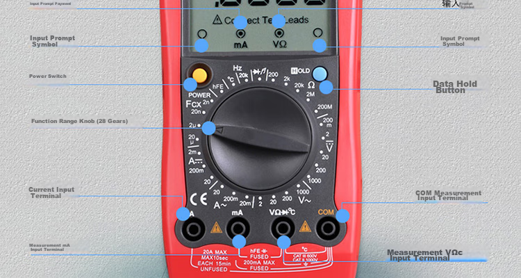 UNI-T UT58A Large Digital Multimeter, Universal Meter for Home Use, Electrician's Meter, Multi-Function Meter 12