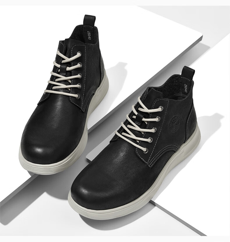 MELLEN British Style Versatile Mid-Top Leather Boots Retro Trendy Boots for Men Thick-Soled MYD67691 Light Brown 37 10