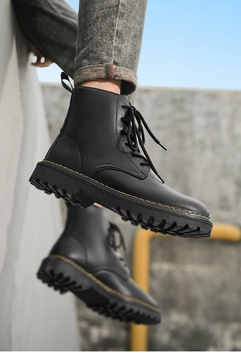 HLA Martin Boots for Men, Autumn And Winter Work Shoes, Men's Boots HAAGZM4EAE290, Black Fleece-Lined, Size 39 3