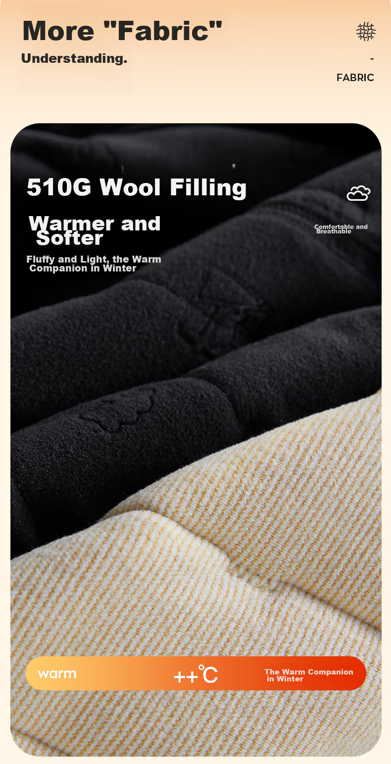 MiiOW [100% Wool Filling] Women's Thermal Underwear Set, Fleece-Lined Thickened Autumn Top And Bottom, Cold-Resistant Couple's Winter Wear 6