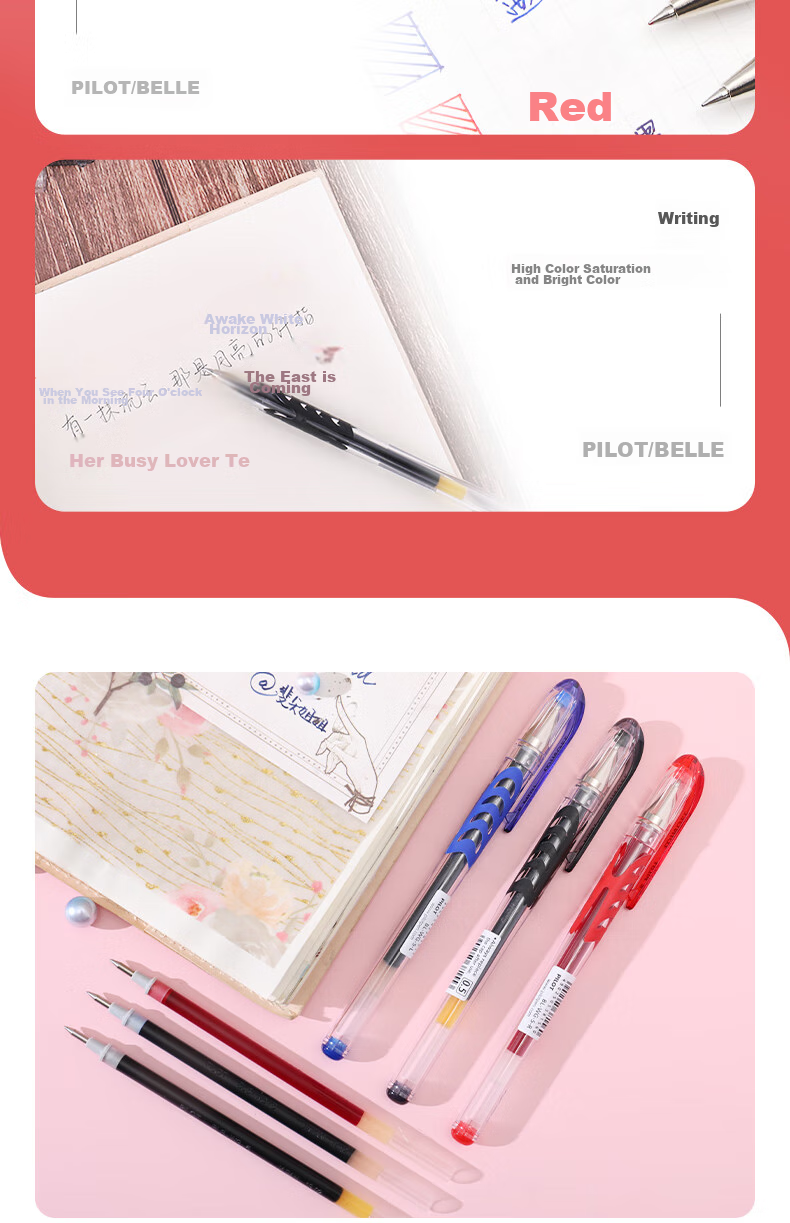 PILOT WG Gel Pen, Signature Pen, Water-Based Pen for Exam Practice, Smooth Rollerball Pen, Aesthetically Pleasing Office Supplies Stationery Set BL-WG 0.38mm Blue 6 Pcs 5