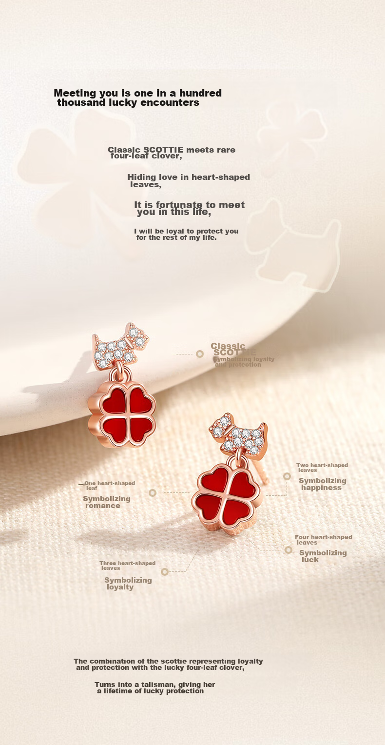 AGATHA Clover Dog Ear Studs for Women, Birthday Gift for Girlfriend Or Wife, Elegant Earrings 2
