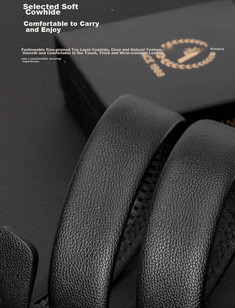 Aokang Men's Automatic Buckle Belt, Top-Grain Leather, Business Trouser Belt, Birthday Gift for Husband 7