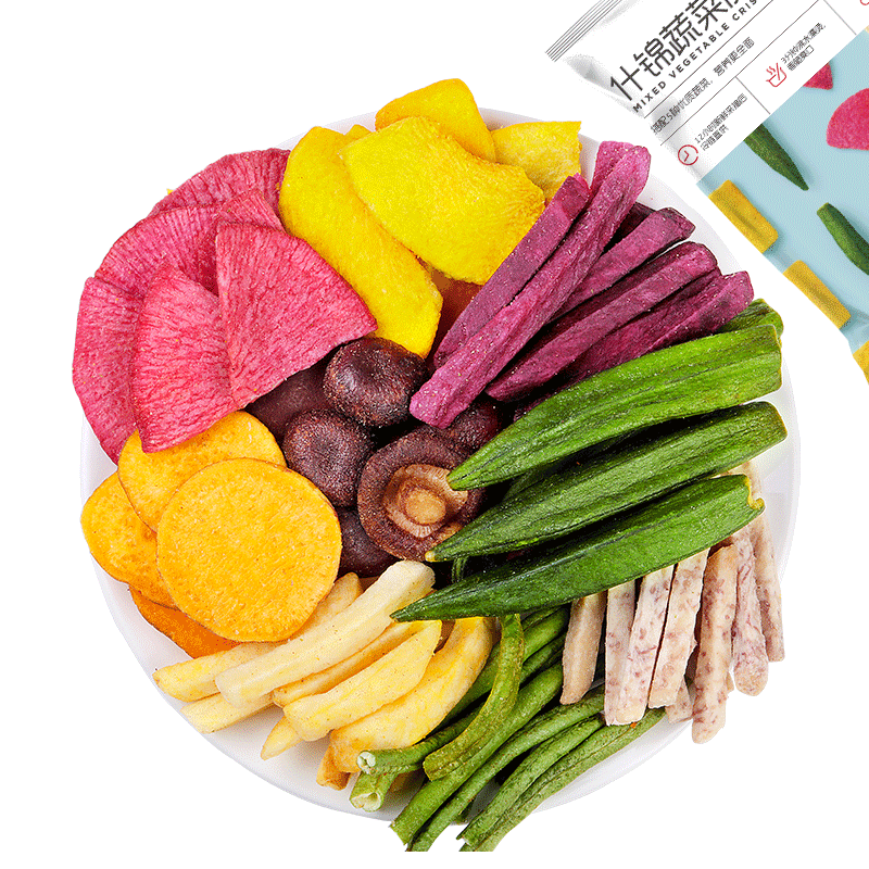 百草味 综合香菇蔬菜脆60g/袋 即食黄秋葵香菇脆 蔬菜干休闲零食混合装