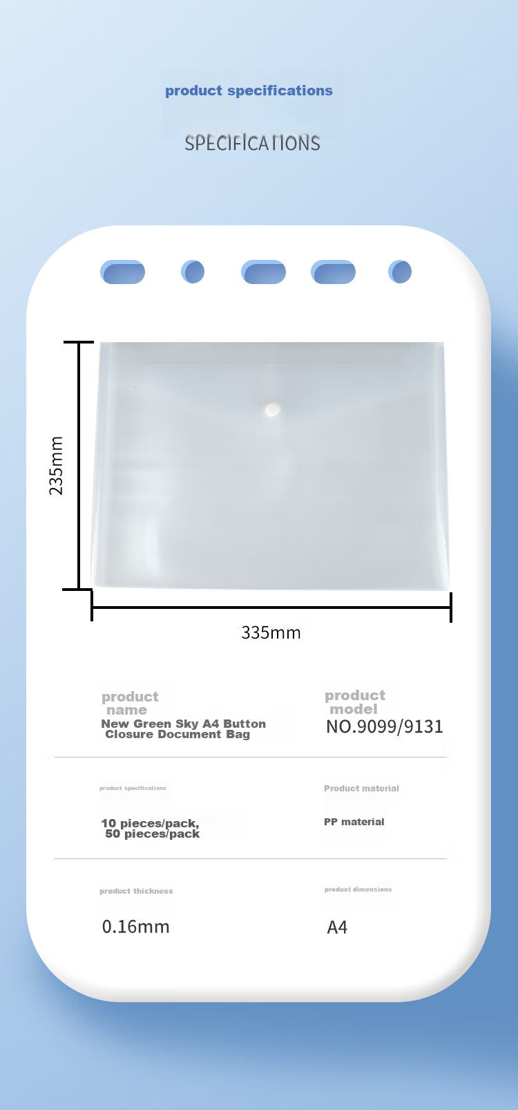 TANGO Office Button File Folders, Transparent Document Storage, 12-Pack, Study Material Organizer, Financial Waterproof Pouches, Contract And Invoice Holder, Office Stationery Supplies 2