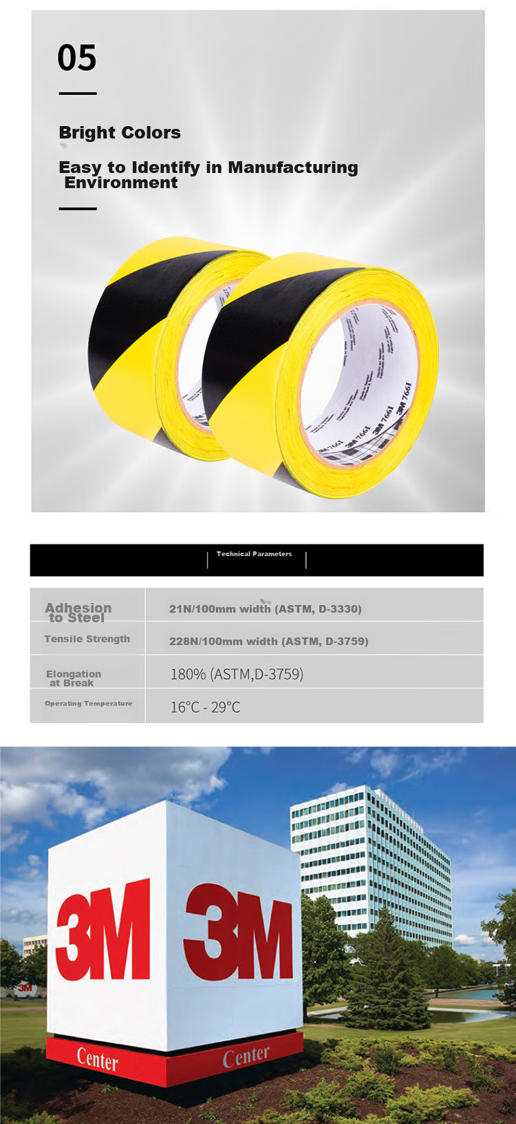 3M Warning Zebra Line Floor Marking Tape, Warehouse Isolation Tape, 766 Black And Yellow Tape, Width 10mm * Length 3m, 3M 5
