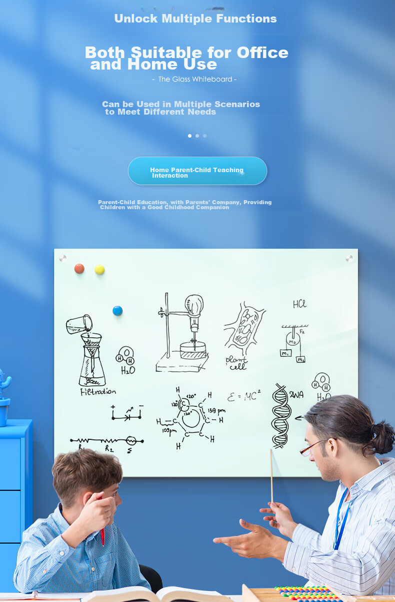 Deli Glass Whiteboard, 200*100cm Hanging Board, Magnetic Tempered Hanging Board, Glass Whiteboard, Office Home Meeting Writing Board Blackboard, Whiteboard 8741 3