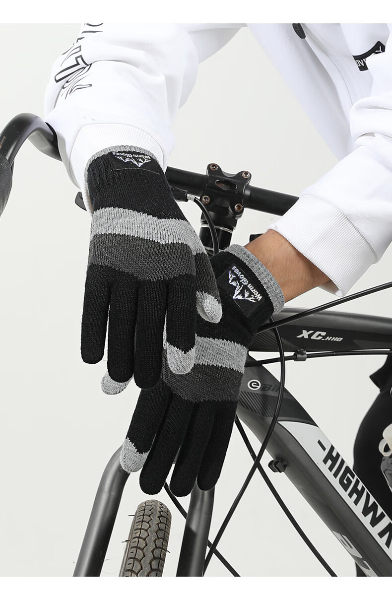 Yaphtes Winter Gloves, Warm Outdoor Bicycle Knitted Gloves, Cold-Resistant Full-Finger Wool Gloves for Men And Women, Maple Yellow 12