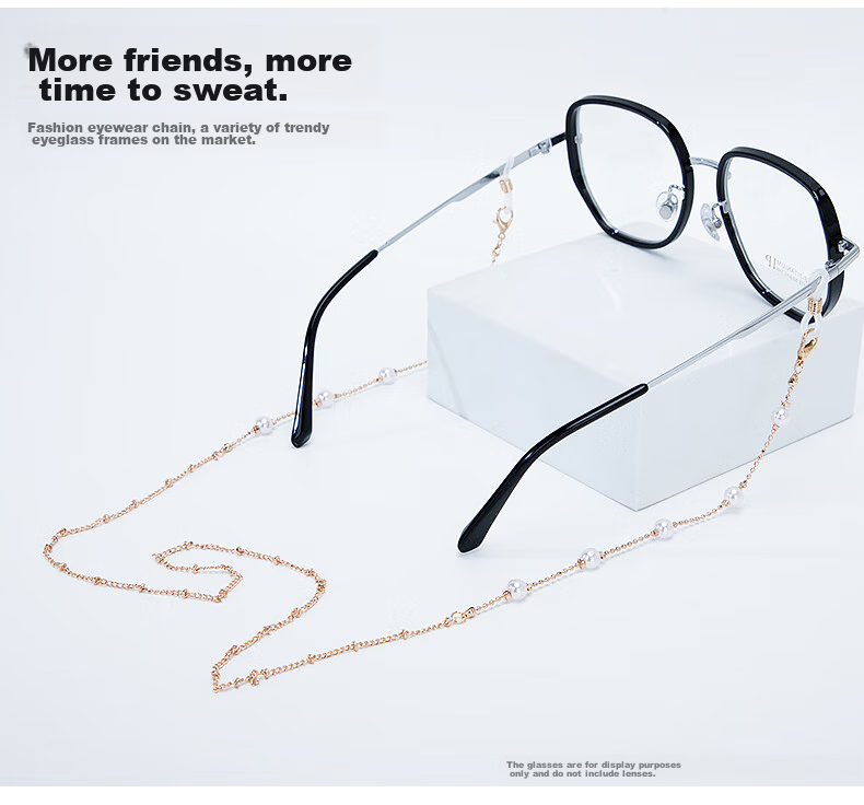 DRATRA Eyeglasses Chain for Women, Anti-Loss Beaded Necklace, Metal Strap, Neck Hanging Rope for Glasses, Sunglasses Chain, Fashion Accessory 4