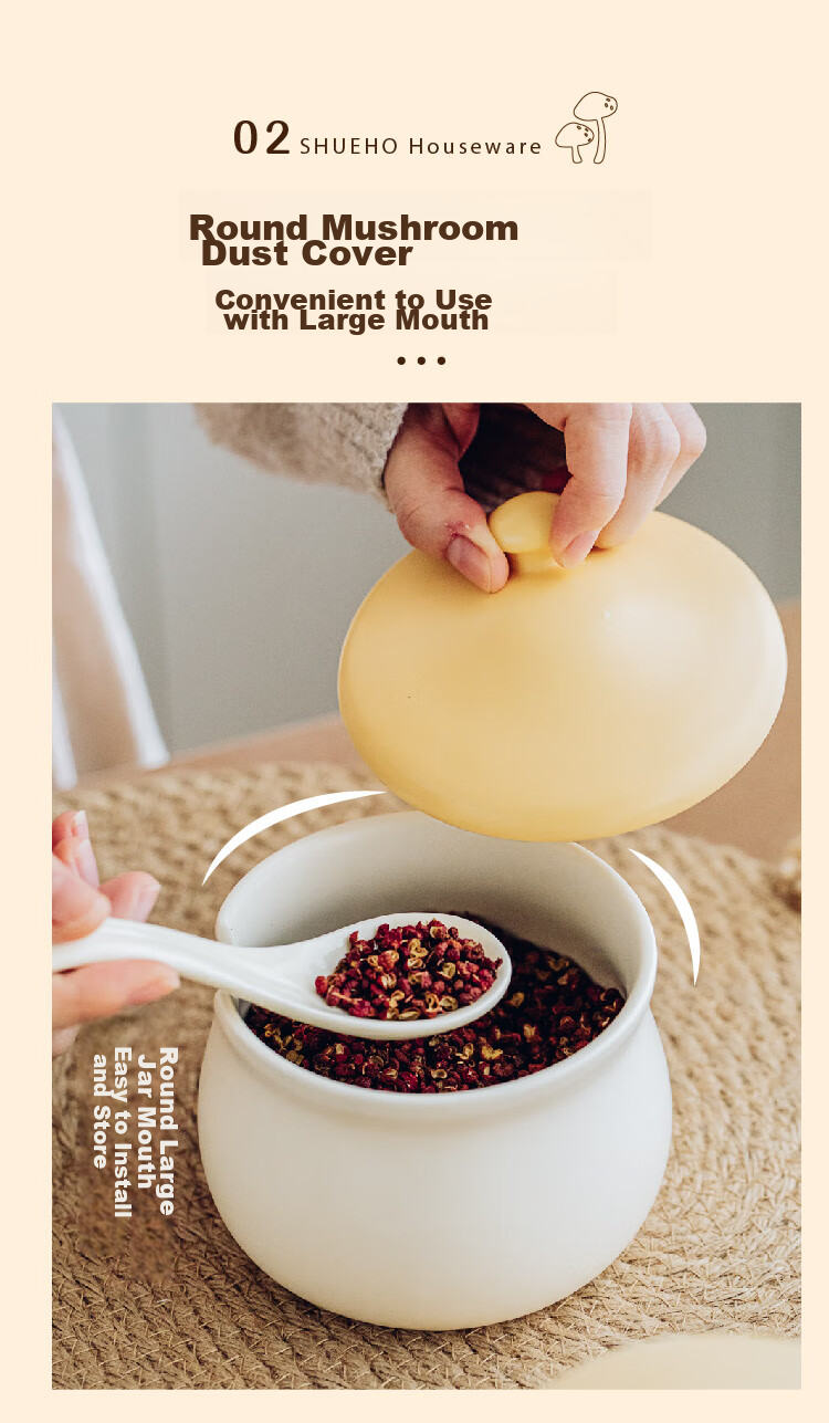 Shuke Ceramic Lard Jar, Heat-Resistant, for Storing Chili Oil And Spices, Food-Grade 4
