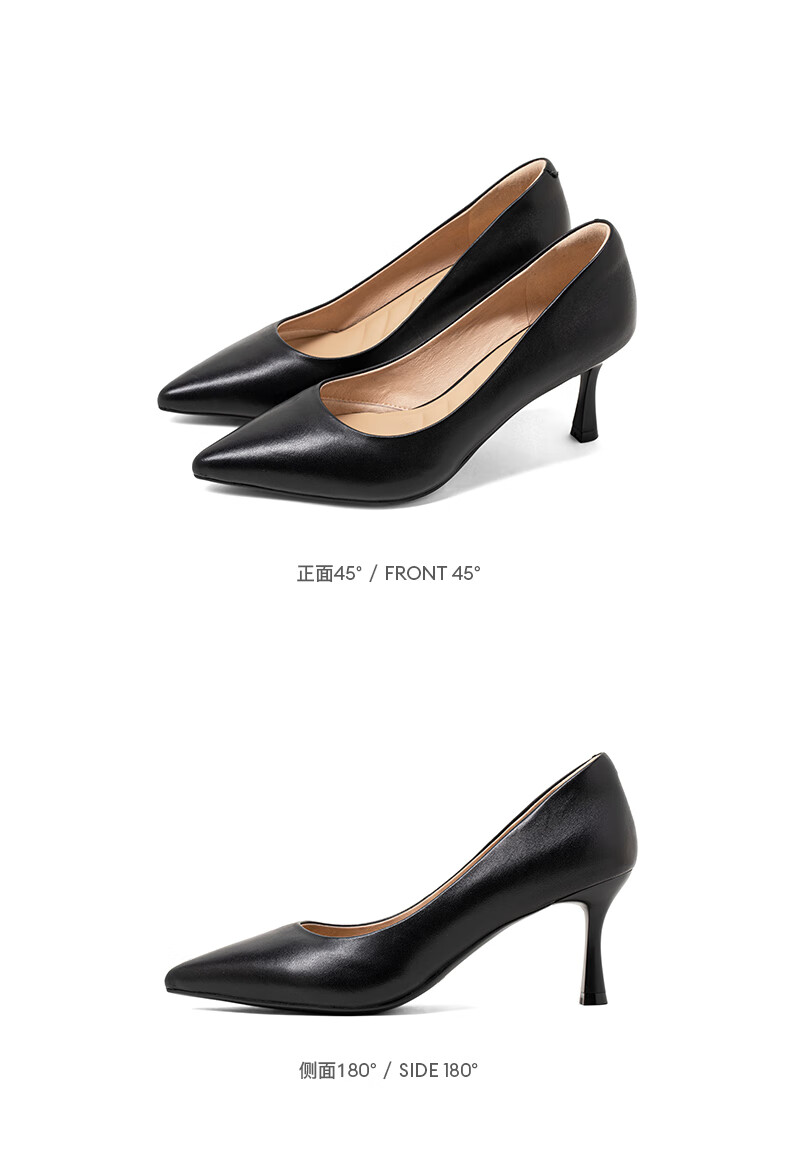 COMELY Women's Single Shoes, Spring Thin Heel Pointed Toe High Heels, Sheepskin Soft Comfortable Sole, Simple Professional Work Shoes, Black, Size 36 19