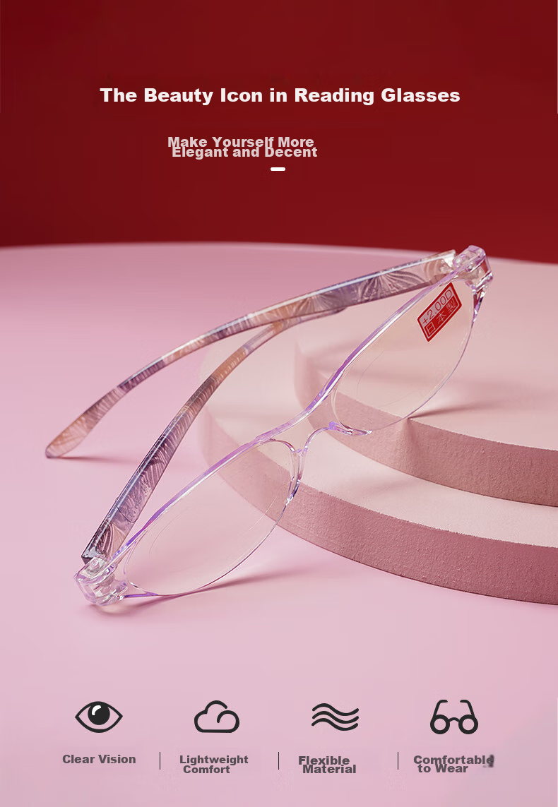 Jingpintang Blue Light Blocking Reading Glasses for Women, Ultra-Light Frameless Fashionable Cat-Eye Reading Glasses JD Self-operated Flagship Store Authentic 250 Degree 2