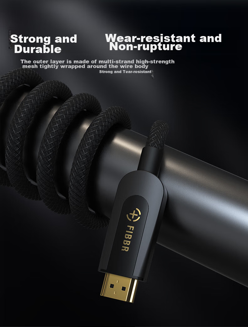 FIBBR HDMI Cable Version 2.1 Video Cable 4K144Hz/8K60Hz Set-Top Box Apple TV TV Soundbar Projector Connection Cable Compatible with HDMI2.0 2 Meters 13