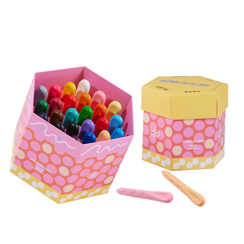 Meiletongnian [Best-Selling Product] Beeswax Crayons, 24 Colors, Non-Staining, Non-Toxic, Specialized Children's Drawing Tools, Grip Control Oil Pastels, Colorful Sticks, Washable Drawing Pencils Set, Art Education Tools