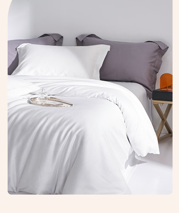 ZiiU White Hotel Three-Piece Set, Pure Cotton White Bed Sheet And Duvet Cover for Hotels And Guesthouses, White, for 1.2-Meter Bed 3