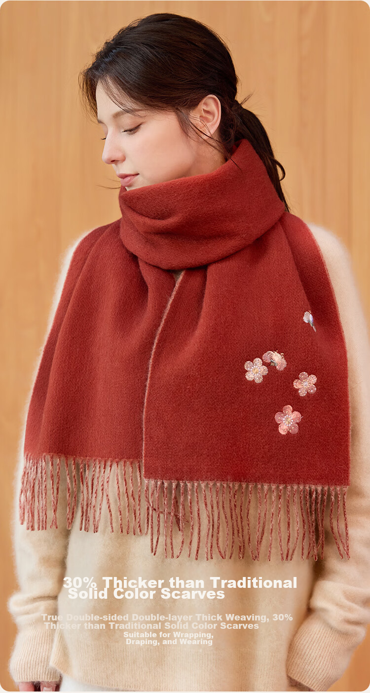 JIUMU Pure Wool Scarf for Women, Autumn And Winter Neck Warmer, Warm Shawl, Gift for Women And Mothers, Mid-Autumn Festival Birthday Gift Box Set 9