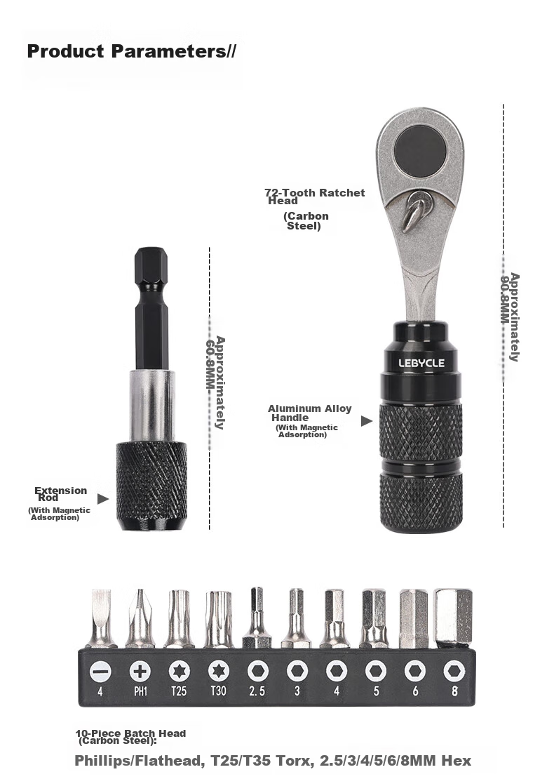 LEBYCLE Mini Portable Ratchet Wrench Bicycle Set, Road And Mountain Bike Repair Tools, Multi-Functional High-Strength 1