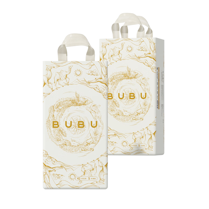 BUBU Silk Road Diapers, Size S, 84 Pieces (3-4.5KG), Silkworm Extract, Ultra-Thin, Dry And Breathable