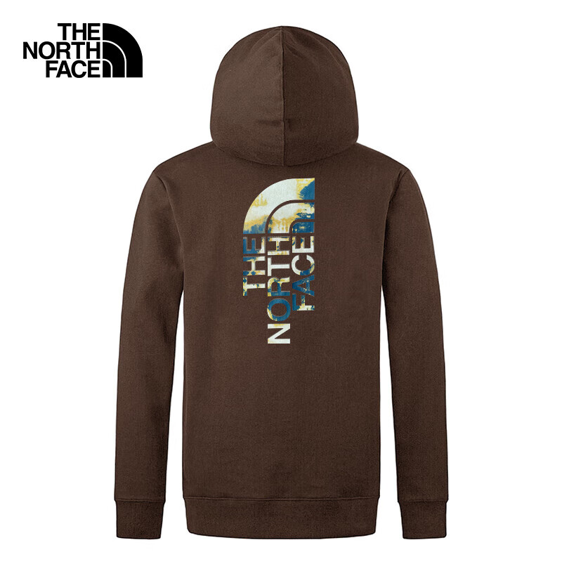 The North Face Knitted Sweatshirt for Women, Outdoor Casual Printed Hoodie 8ASX, Brown/1OI, Size L