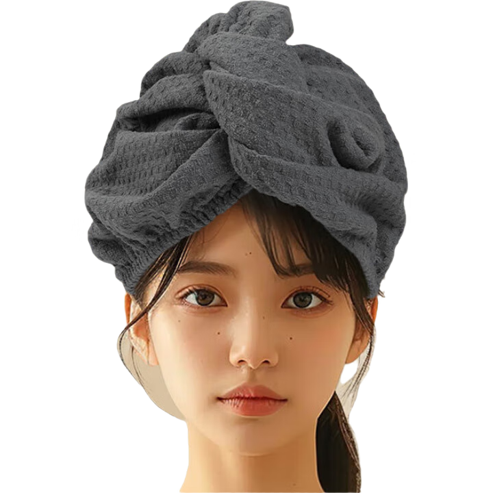 GGT Hair Drying Cap, High-Tech Upgraded Version, Thickened, Absorbent, Quick-Drying, Hair-Wiping Headscarf, Shower Cap for Women And Adults, Dark Gray