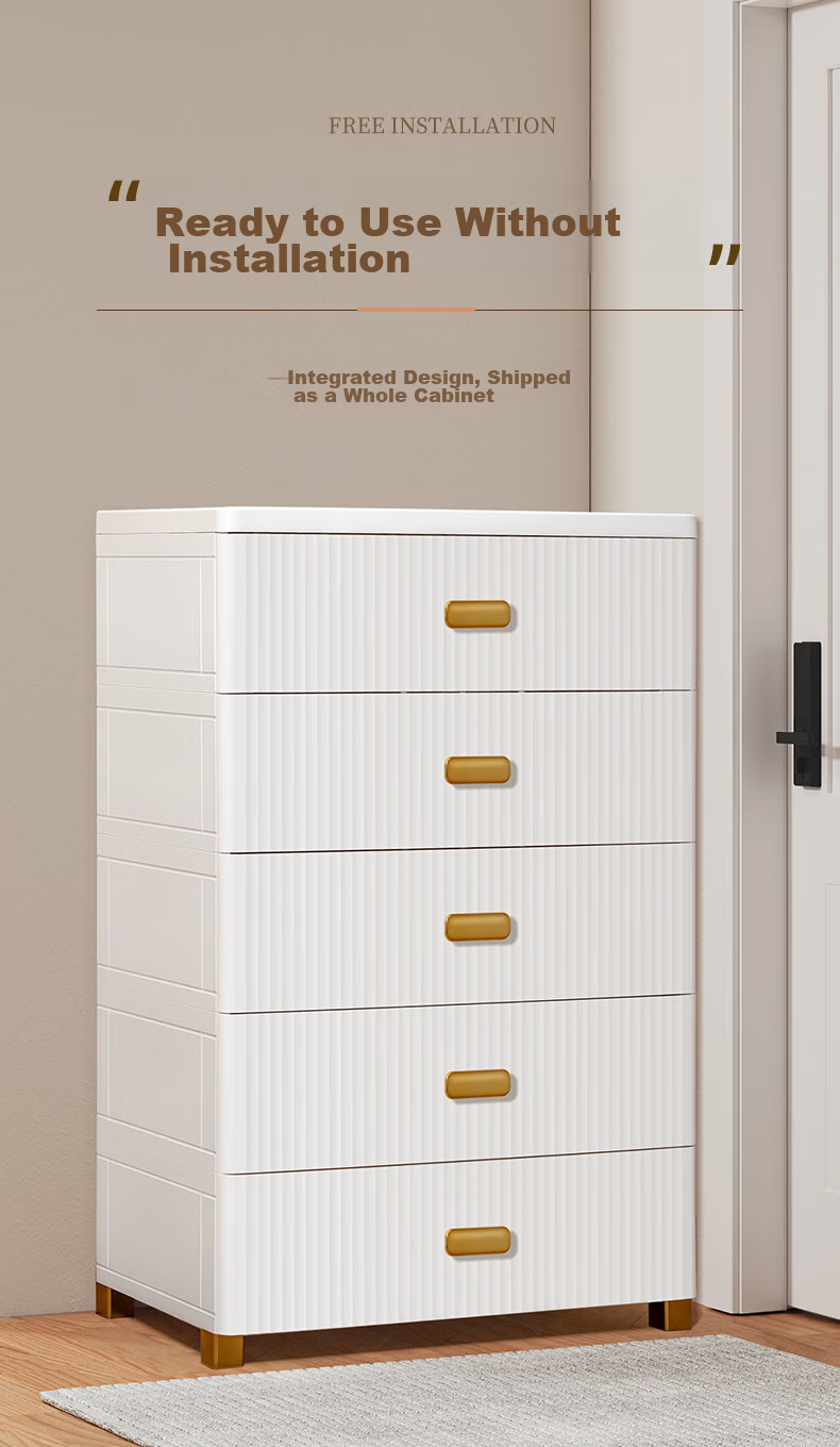 JEKO&JEKO Drawer Storage Cabinet for Bedroom Living Room, Wardrobe Bedside Table Toy Snack Organizer Five-Drawer Chest with Five Layers 3