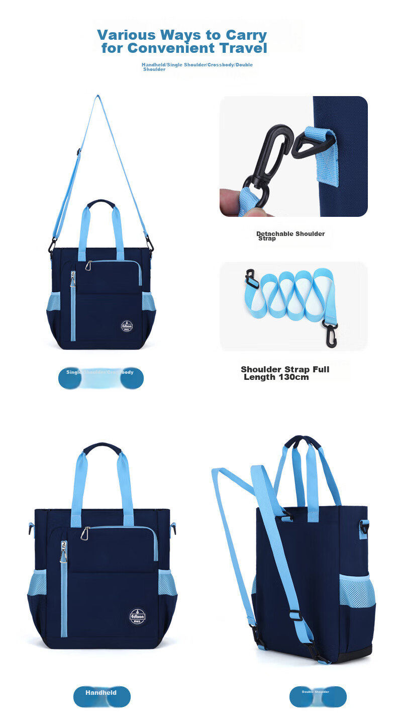 Edison Handheld Tutoring Bag for Female Primary And Secondary School Students, Shoulder Crossbody Bag, After-School Tutoring Bag, Water-Resistant Art Bag BX03-2 6