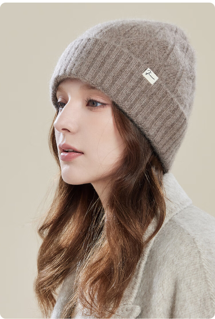 JIUMU Cashmere Warm Knit Hat, Autumn And Winter Woolen Cap, Cold Hat, Winter Hat, Outdoor Ear Protection Cold Cap for Women in Winter 19