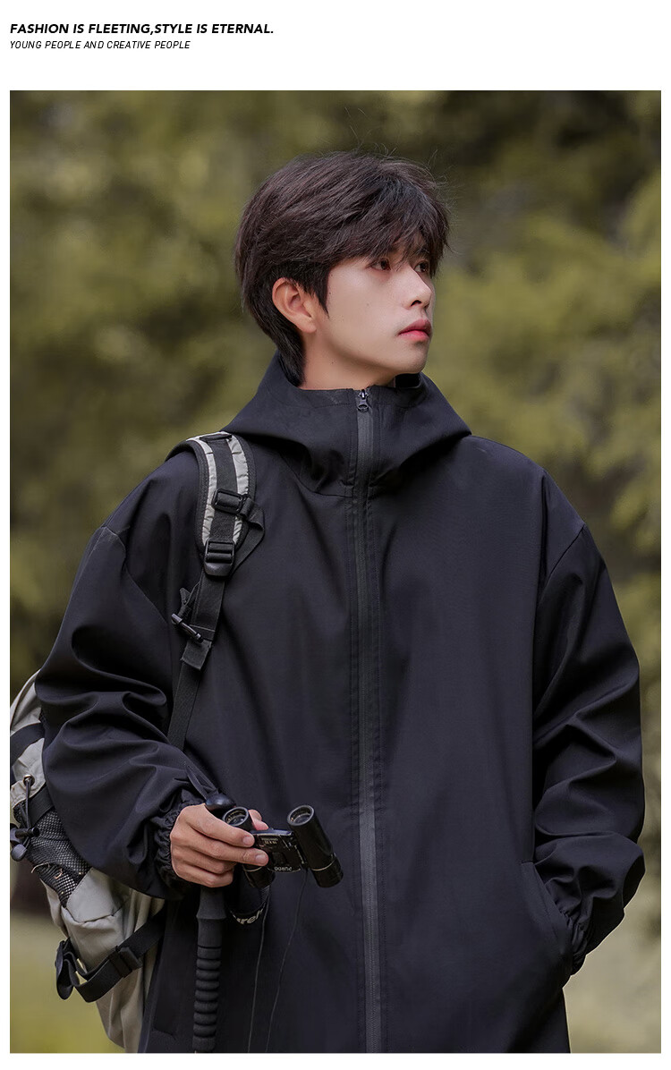 MMOPTOP Black Knight Outdoor Sports Jacket for Men And Women, Spring And Autumn Functional Workwear Hiking Coat, Black, Size M 6