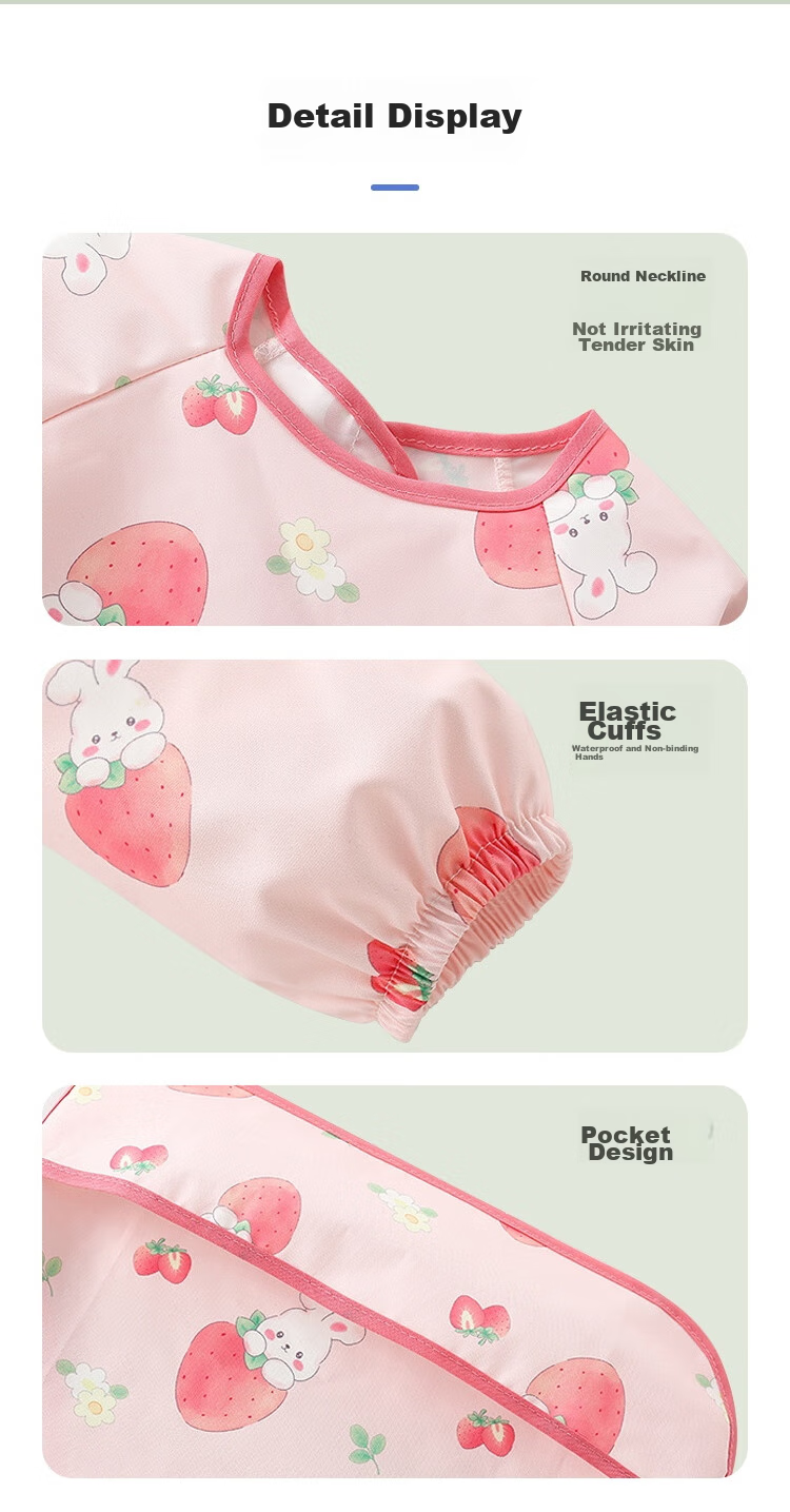 DOCTOR MA Children's Apron, Spring And Autumn Baby Eating Cover, Infant Food Feeding Bib, Reverse Apron, for Ages 2-4, Panda Design, Size 100 11
