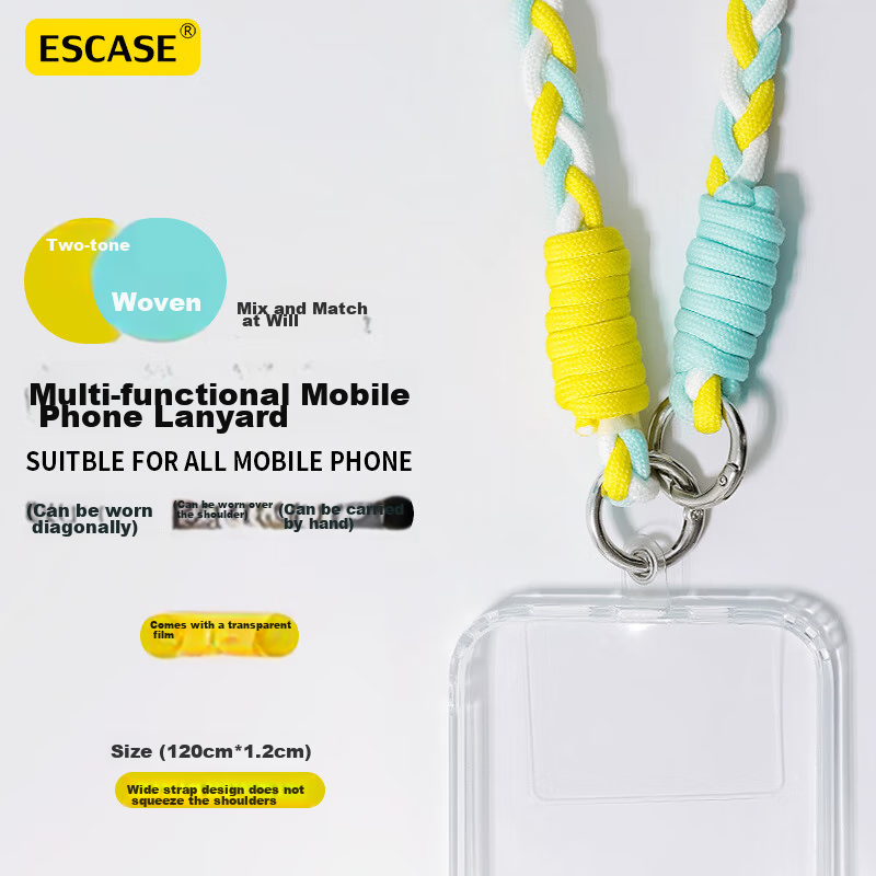 ESCASE Phone Lanyard, Neck Strap, Crossbody Bag, Outdoor Detachable High-End Shoulder Strap, Hiking Camera Strap, Decorative Anti-Loss Design for Men And Women, Mate60 Fashion Blue And Yellow Dual-Color MPS-14Pro+