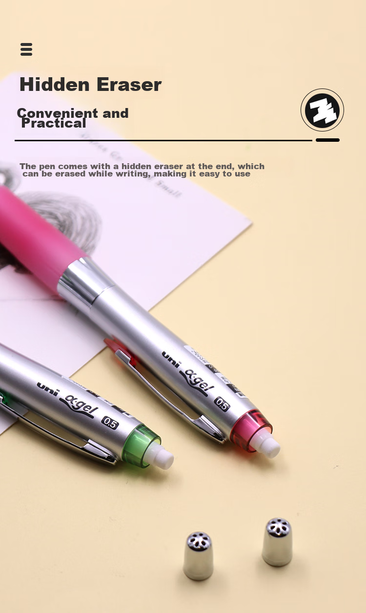 Uni Mitsubishi Automatic Lead Soft Rubber Pencil with Swing-Out Core, Student Writing Pencil M5-617GG, 0.5mm Silver Shaft Blue, 1 Piece 8