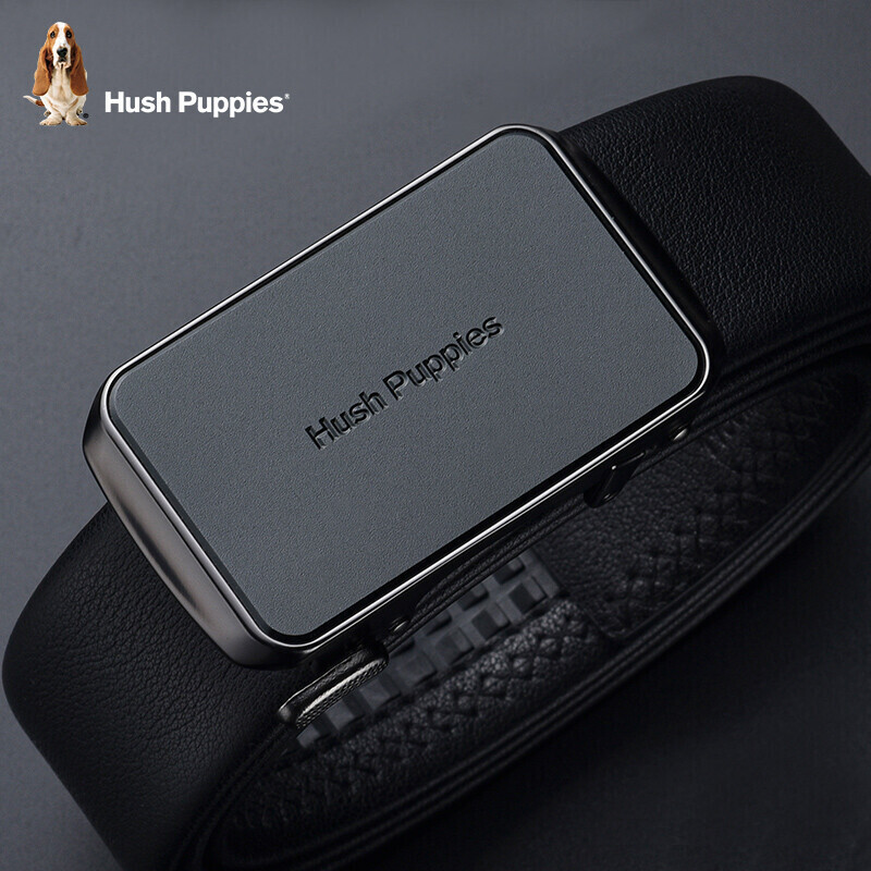 Hush Puppies Leather Belt for Men with Automatic Buckle, Business Casual Trouser Belt Gift Box Set Birthday Present for Boyfriend