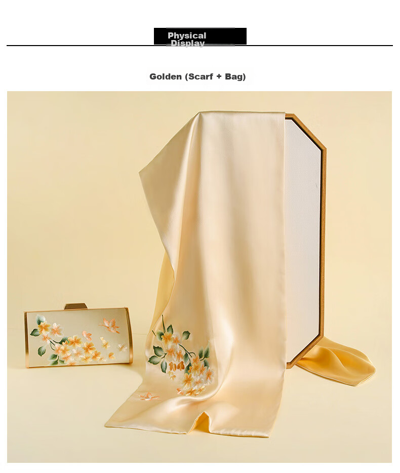 Hangsilu Silk Scarf, Embroidered Silk Handbag Gift Box, Mulberry Silk High-End Birthday Present, Mid-Autumn Festival Gift for Mom, Teacher, Elders 6