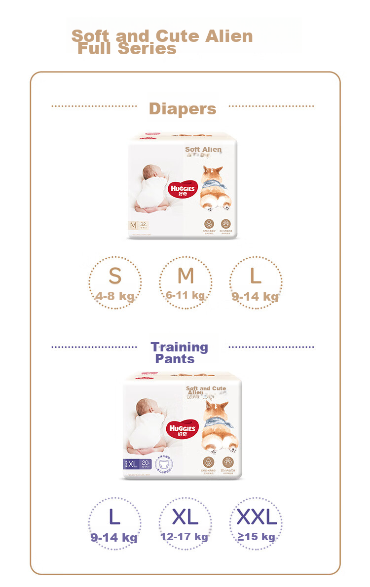 Huggies Soft Cute Corgi Pants Diapers M38 Pieces (6-11kg) Diapers [Soft And Sticky] 11