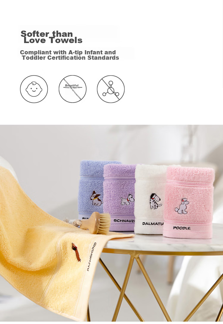 Grace Children's Towels, Pure Cotton, Class A Absorbent Face Towels for Boys And Girls, Baby Drool Towels, 5 Pack, Puppy Desig 4