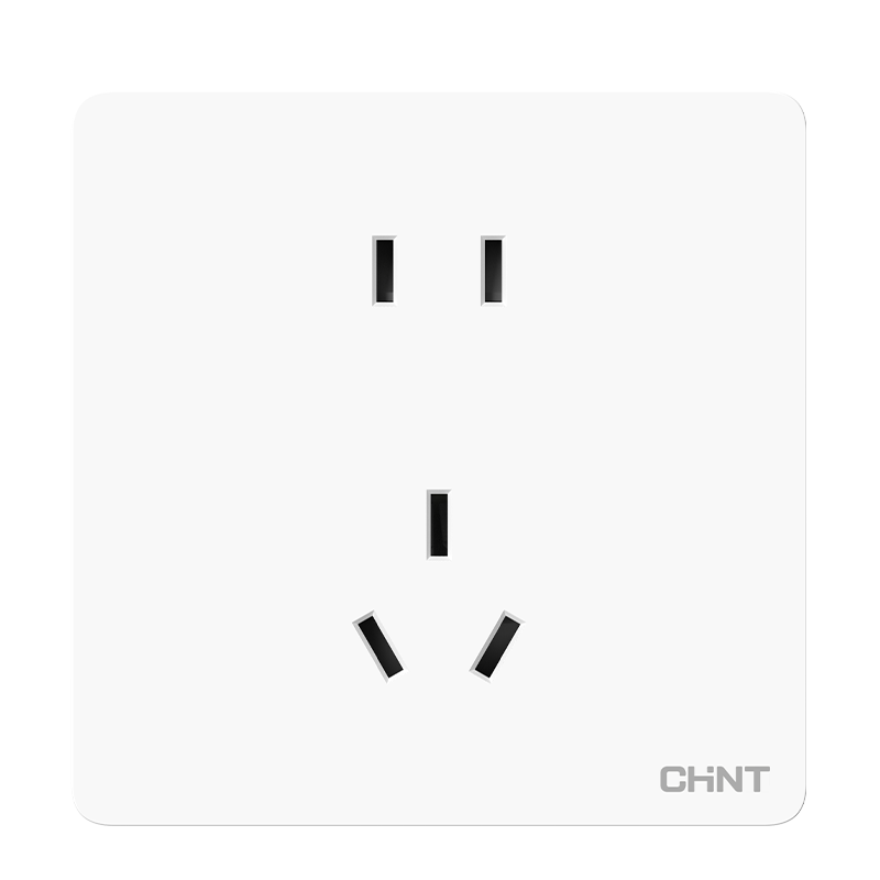 CHNT Switch Socket, 10A Positive Five-Hole Socket, 86-Type Concealed Socket Panel, Tin Phosphor Bronze, 6C Cream White