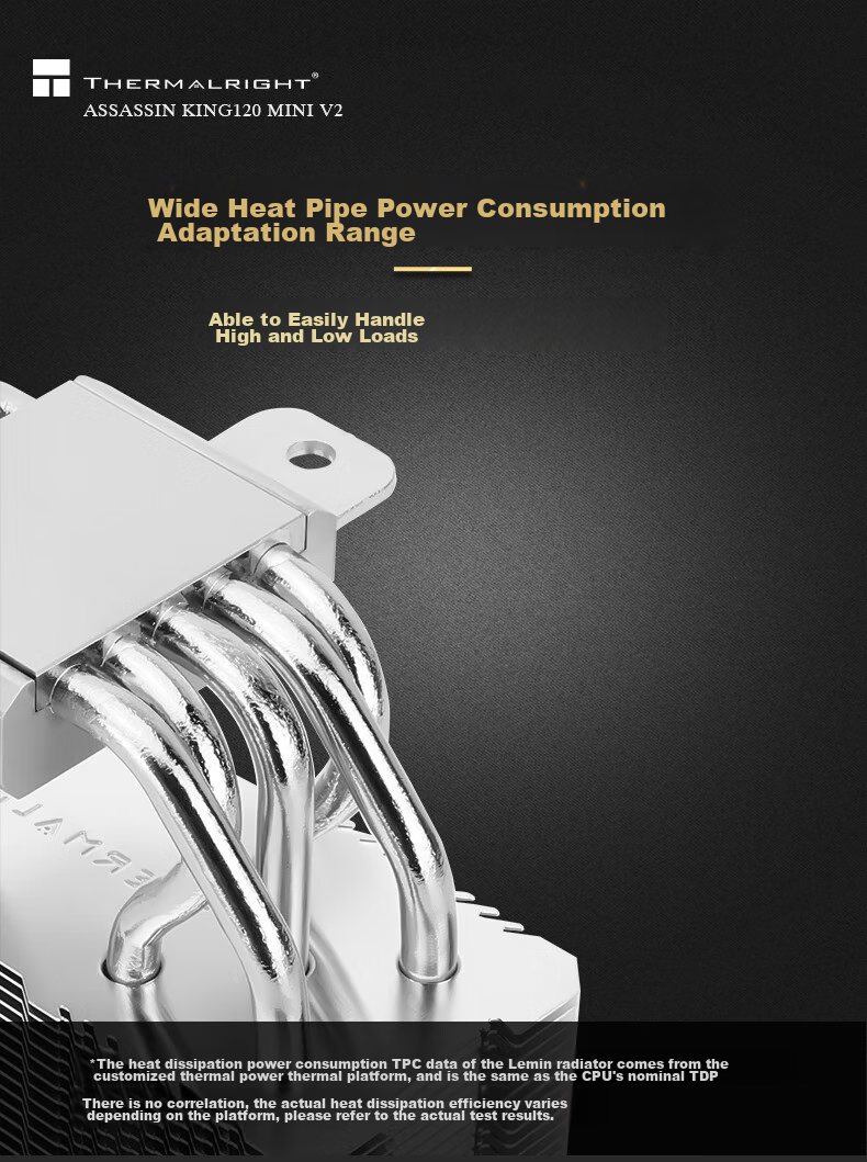 Thermalright Assassin King 120 MINI V2 CPU Air Cooler, Height 135mm, AGHP4 Generation 5 Heat Pipes, Copper Base, Nickel-Plated, AK120 MINI V2 6