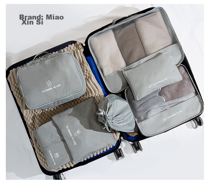 JEKO&JEKO Travel Storage Bags, Clothing Organizer Pouches, Essential for Business Trips, Thickened Suitcase, Cosmetic Storage Bags, 7-Piece Set in Gray 11