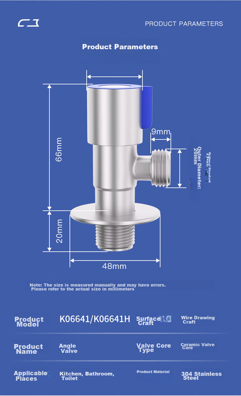 KEGOO Angle Valve, 304 Stainless Steel Water Stop Valve, Cold And Hot Water Compatible, 1/2 Inch Angle Valve, Thickened Triangular Valve with Red Label K06641H 12