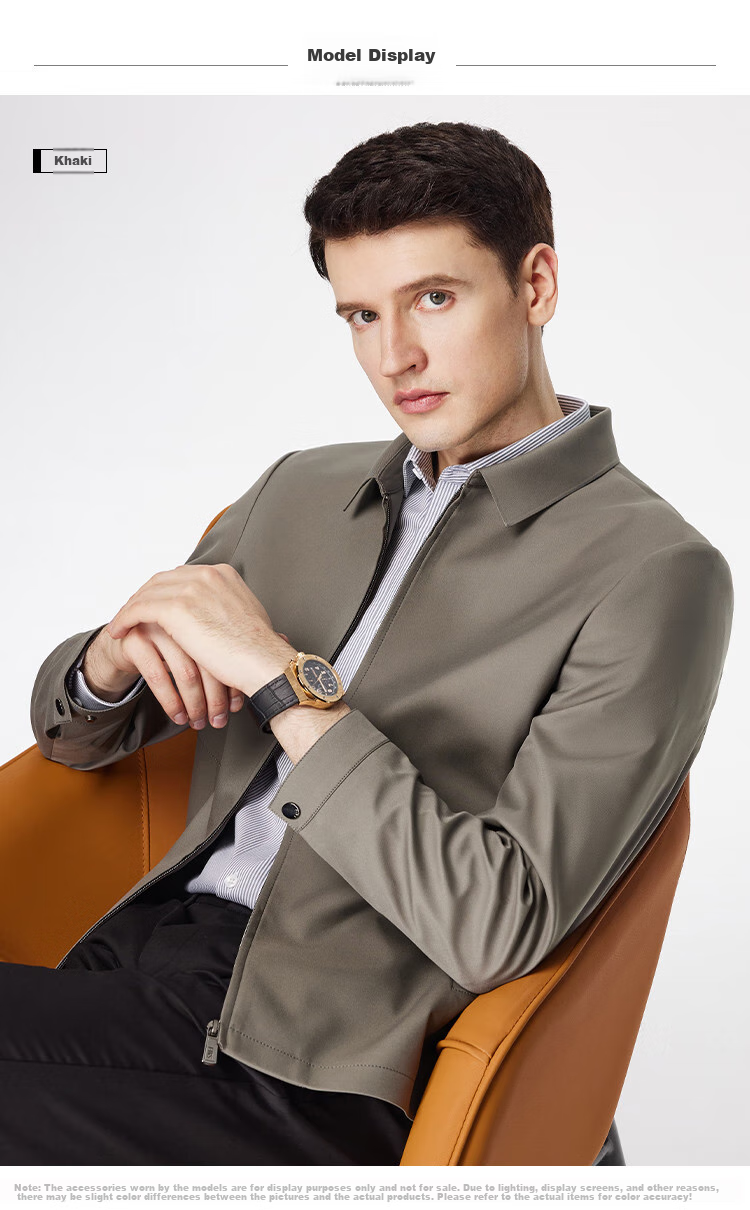 FIRS Lapel Jacket, Business Style, Mulberry Silk, Smooth Texture, Soft, Wrinkle-Resistant, Classic Fit, Slim-Fit, Simple Solid Color Jacket 10