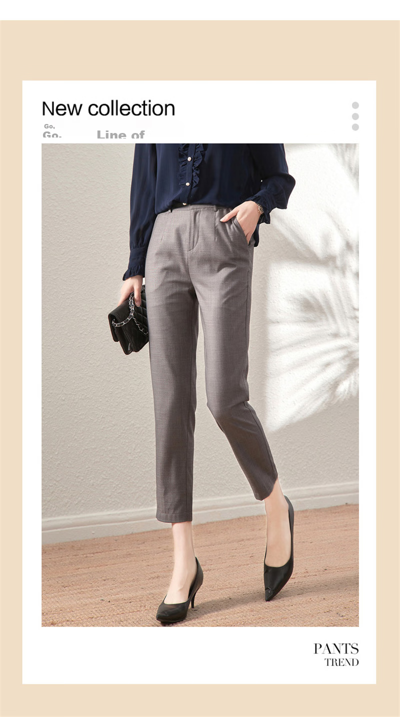 Dme Cropped Pants for Spring And Autumn, New Straight-Leg Suit Pants with Fake Pockets, Casual Trousers for Women, Khaki, S 5