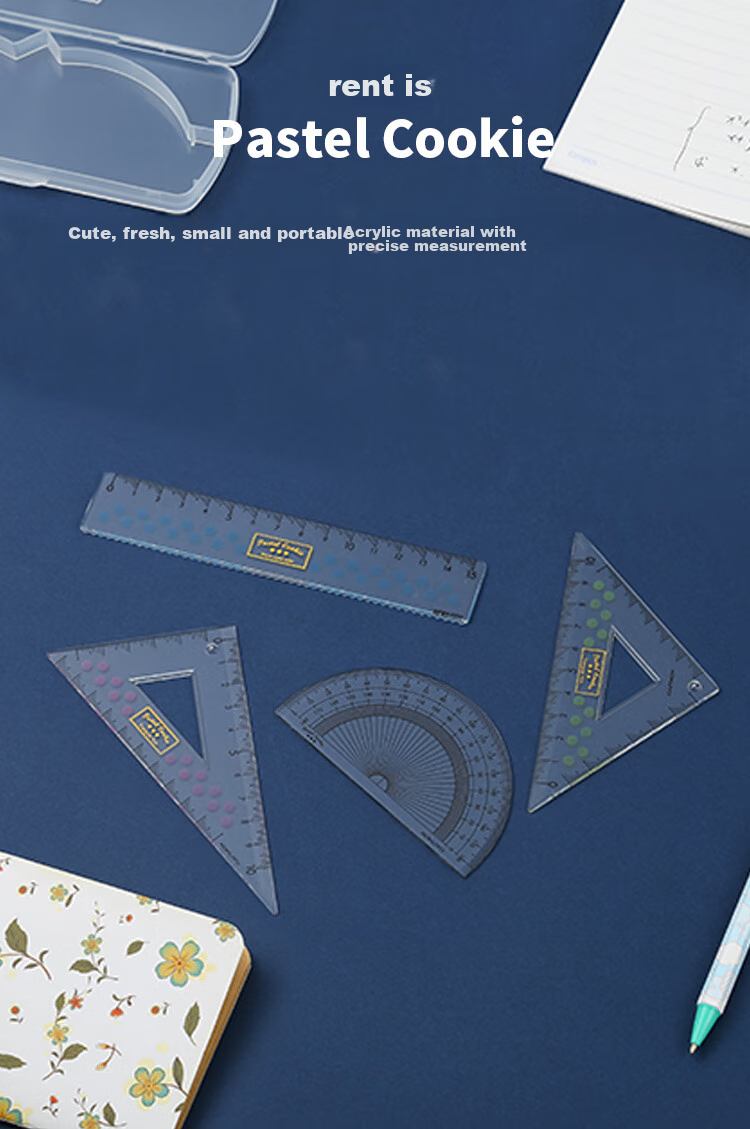 KOKUYO Triangle Ruler Set for Exams, Drawing And Measurement, Student Stationery Ruler, Transparent Grid Type, 2-Piece Set, GY-GBA210 2