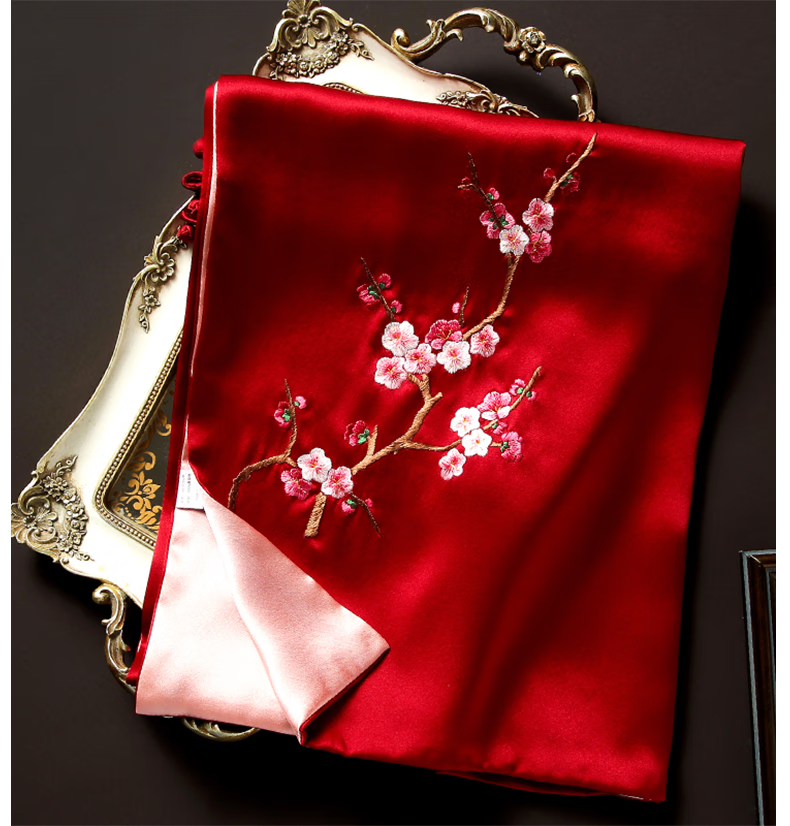Hangsi Mansion Su Embroidery Silk Scarf Shawl Mulberry Silk Luxury Set Birthday Holiday Gift for Mom - Butterfly Green 17
