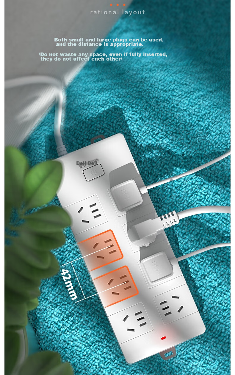 Deli 3C Certified National Standard Safe Power Strip/Extension Cord/Surge Protector with Master Switch, Child Safety Lock, 8 Outlets, 3 Meters, 18262 10