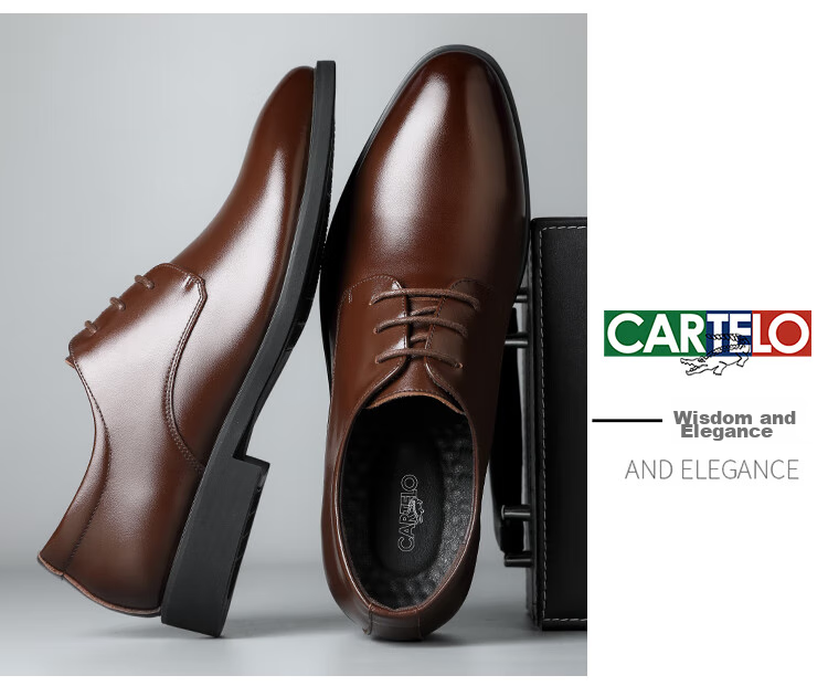 CARTELO Suede Leather Shoes for Men, Business Low-Top Formal Shoes, Men's Professional Office Leather Shoes 9273 Black Size 40 16