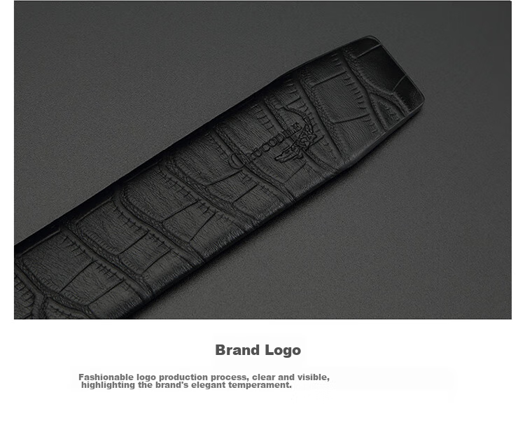 CROCODILE Business Crocodile Pattern Top-Grain Leather Automatic Buckle Belt, Men's Inner Wear Waistband, Birthday Gift for Boyfriend, 1718 16