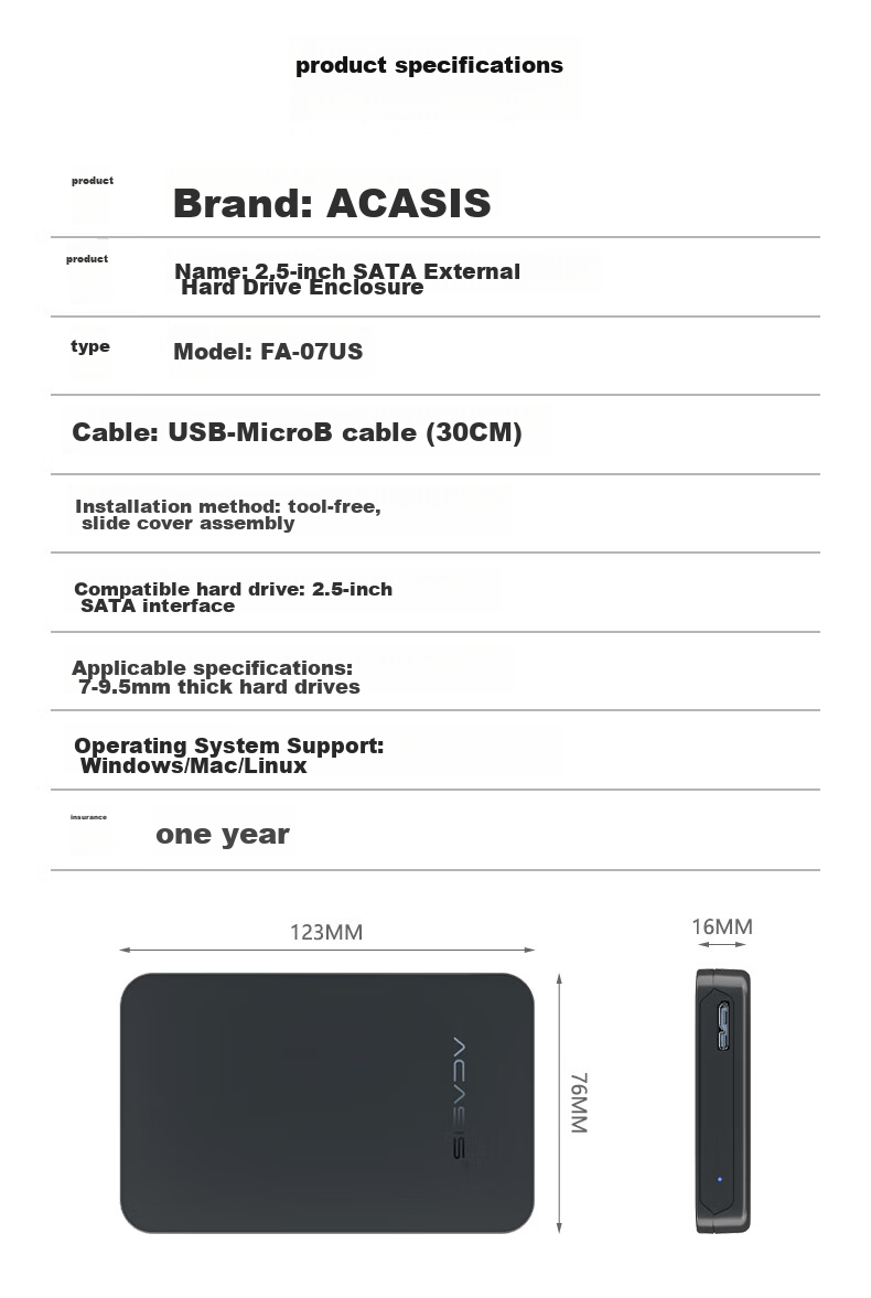 Acasis 2.5-Inch Mobile Array Enclosure, Dual-Bay RAID Desktop Laptop Mechanical And Solid-State SATA Serial Hard Drive Enclosure, External Disk Storage Cabinet EC-7252 15