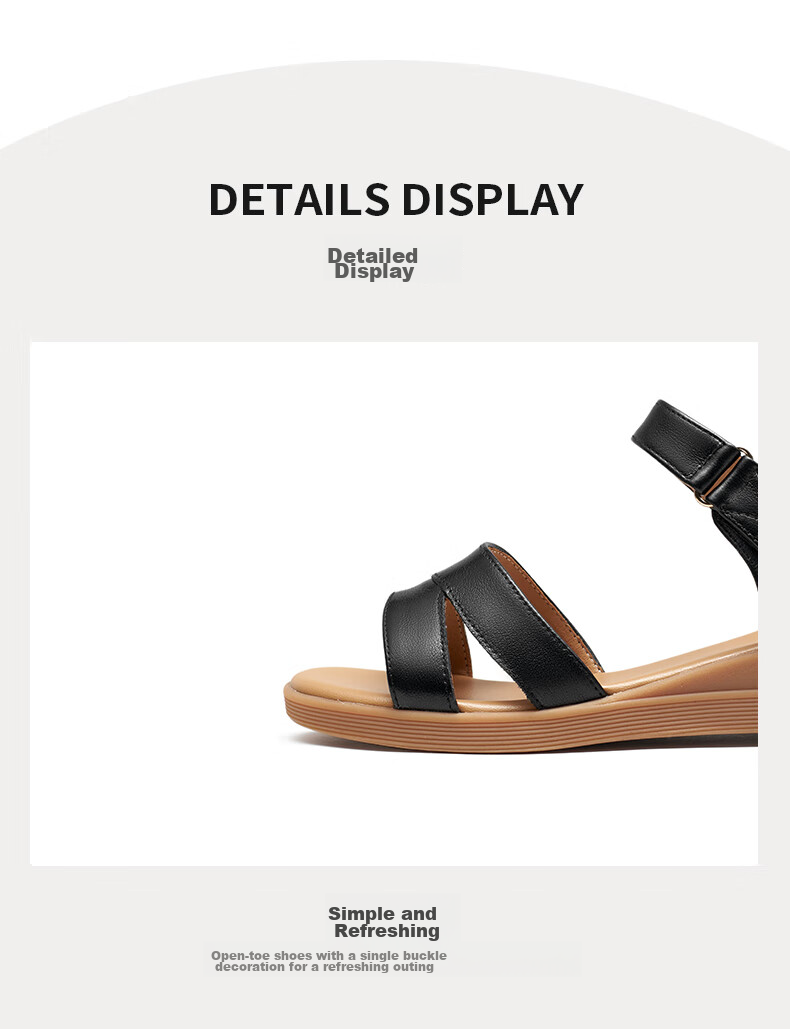 RED DRAGONFLY Genuine Leather Mom Sandals, Summer Comfortable Soft-Soled Shoes for Middle-Aged And Elderly, WTK23336, Beige, Size 35 8