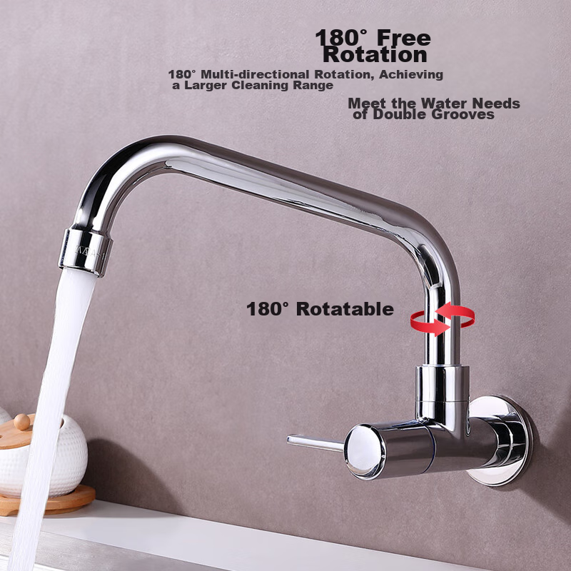 Larsd Wall-Mounted Faucet, Kitchen Faucet with Copper Body, Single Cold Water Tap for Sink And Laundry Basin, Quick-Open Faucet LD06